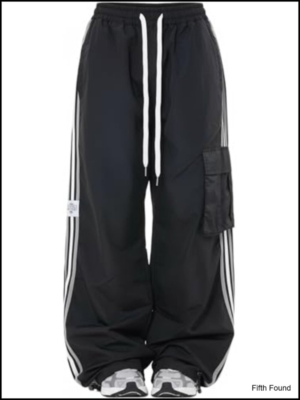 Y2K Cargo Parachute Pants Baggy Wide Leg Joggers Drawstring High Rise